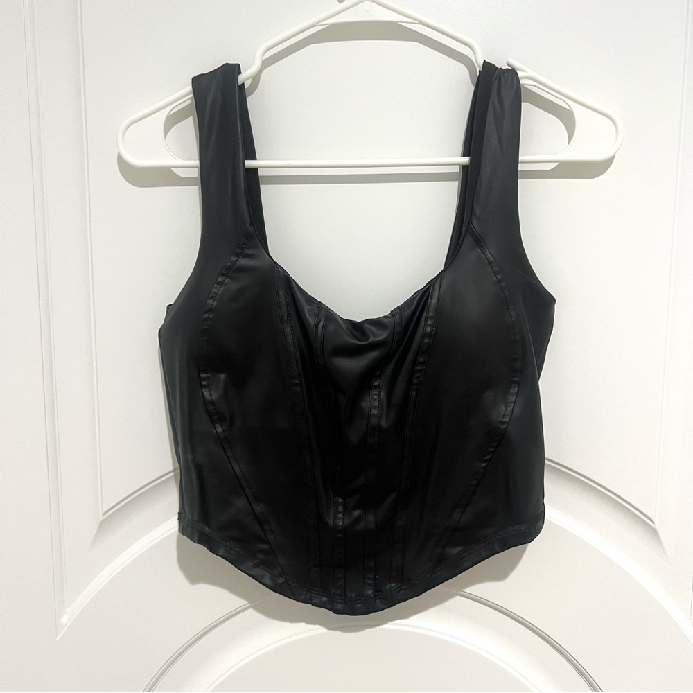 Crop faux leather top